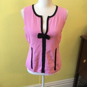 Cute INC Pink w/Black Trim & Bow Sleeveless Top LP